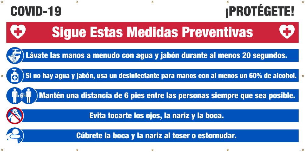 COVID-19 PROTECT YOURSELF! BANNER, SPANISH 6' X 12'