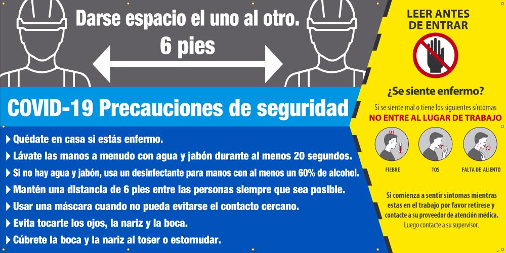 COVID-19 SAFETY PRECAUTIONS BANNER SPANISH 6' X 12'