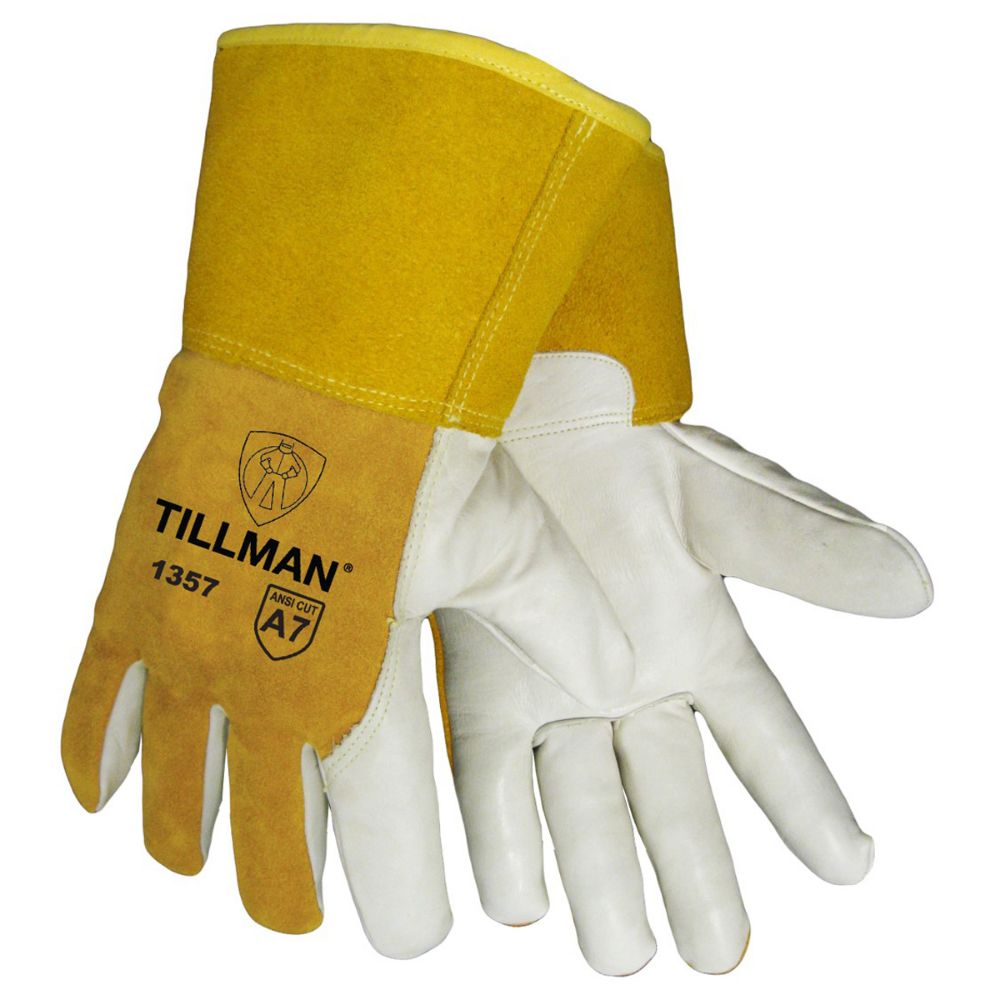 Tillman 3X Premium Cowhide Leather MIG Welding Cut Resistant Gloves With Wing Thumb