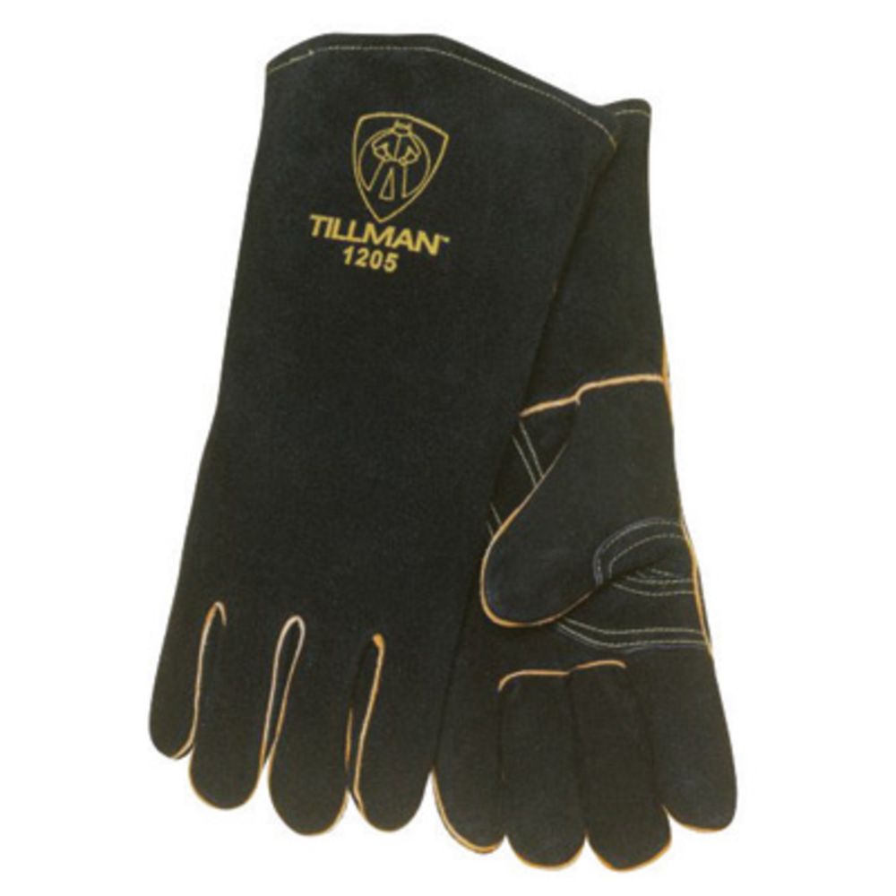 Tillman Large Black And Yellow Leather Stick Welders Gloves With Welted Fingers And Kevlar Thread Locking Stitch (Carded)