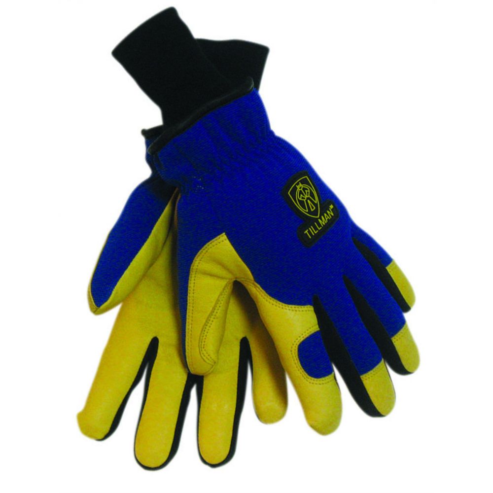 Tillman Blue And Yellow Nylon And Spandex And Pigskin Thinsulate Lined Cold Weather Gloves