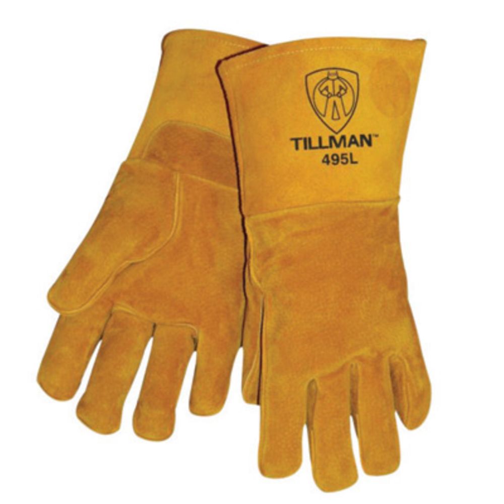 Tillman Small Gold Leather Stick Welders Gloves With Kevlar Thread Locking Stitch (Carded)