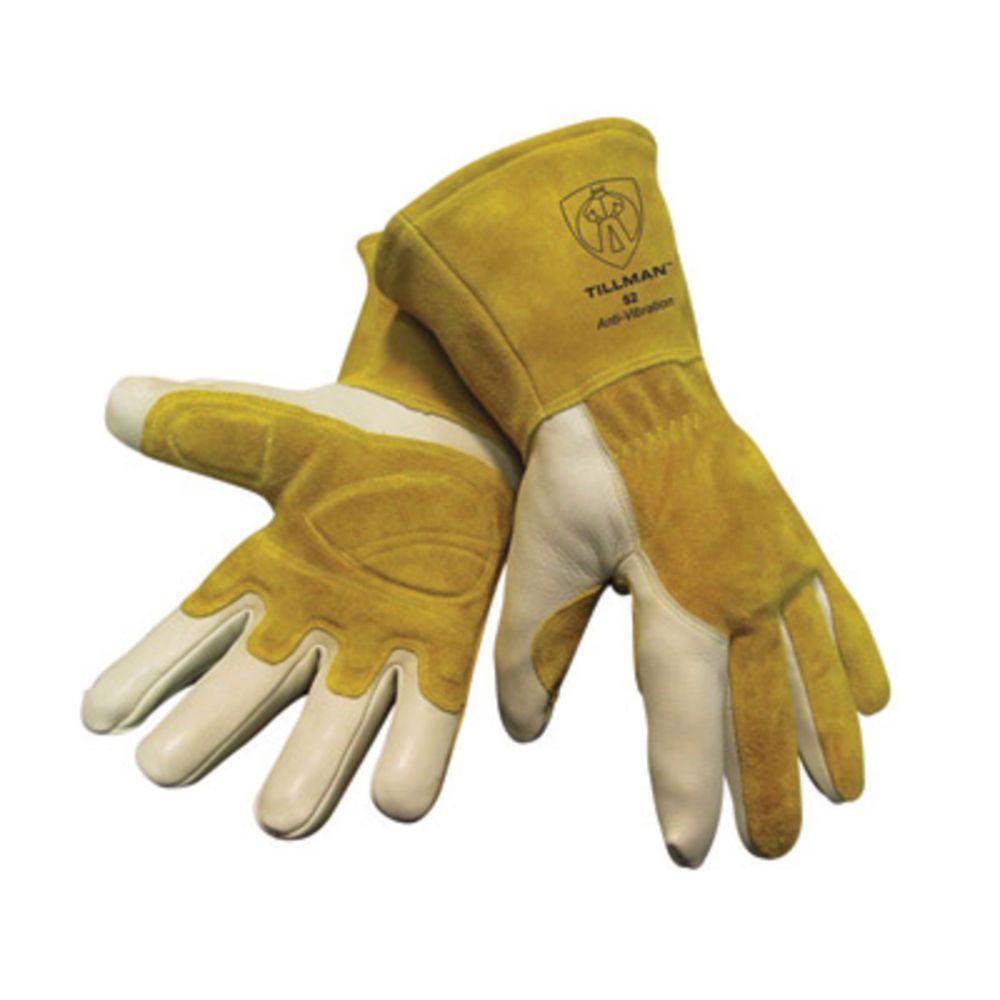Tillman Gold And Pearl Leather MIG Welders Gloves With Kevlar Thread Locking Stitch