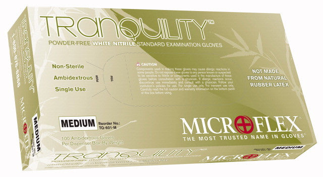 Microflex - Tranquility - Powder-Free White Nitrile Exam Gloves - Box