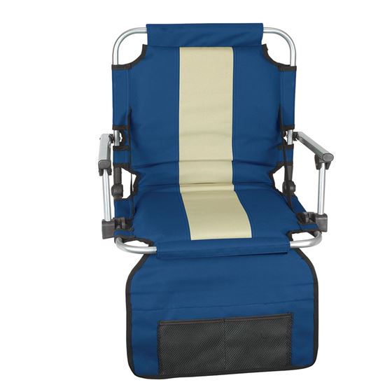 Stadium Seat With Arms - Blue / Tan Stripe