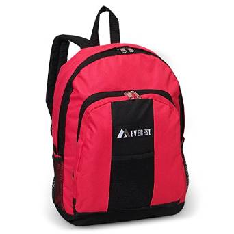 Everest Luggage Backpack with Front and Side Pockets  - Candy Pink/Black