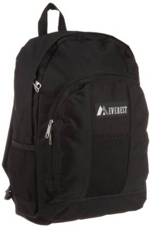 Everest Luggage Backpack with Front and Side Pockets  - Black
