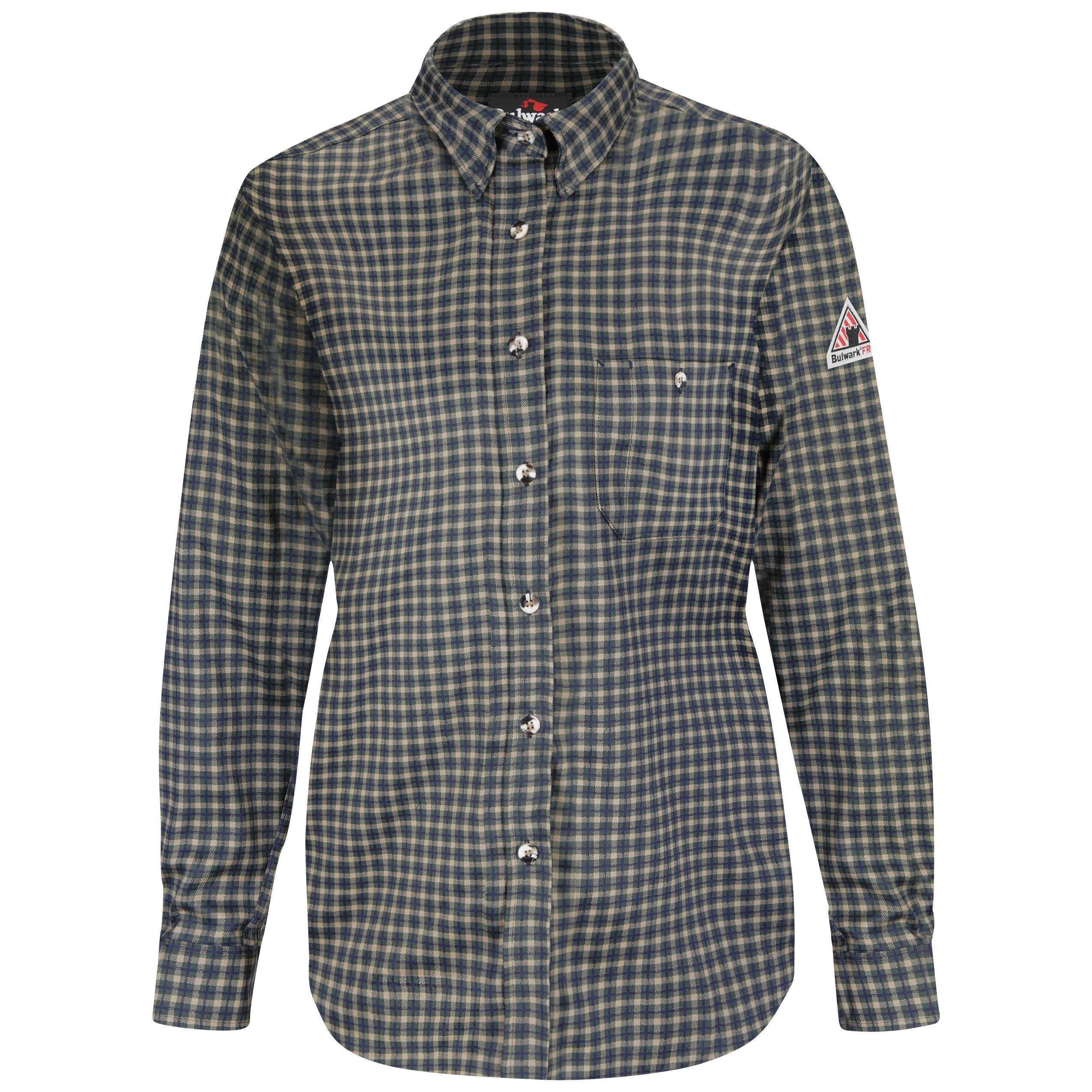 Shirt-LS Banded Collar SLG9 - Hunter/Navy Plaid