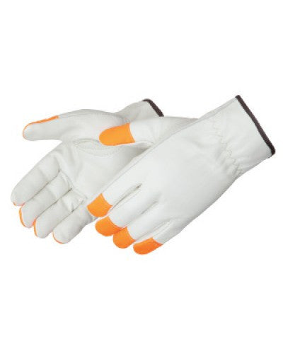 Grain cowhide driver - fluorescent fingertips Gloves - Dozen