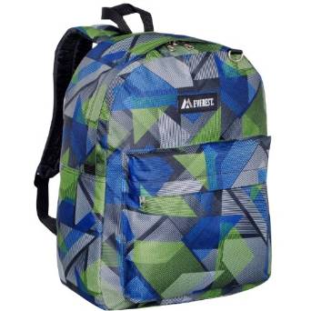 Everest Luggage Classic Backpack - Blue/Green Geometric