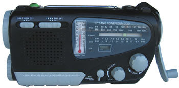 Dynamo/Solar Radio with Flashlight, Compass, Thermometer, and Siren