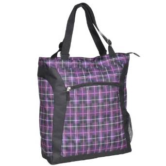 Everest Luggage Laptop Tote Bag - Purple/Black Plaid