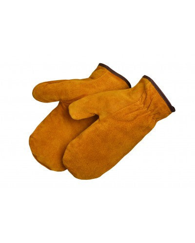 Pile lined bourbon brown split cowhide mitten  Gloves - Dozen