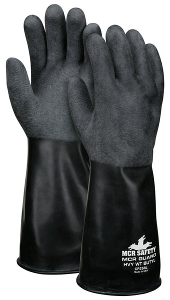 MCR Safety Unsupported Butyl Glove,14", Rough Fin L