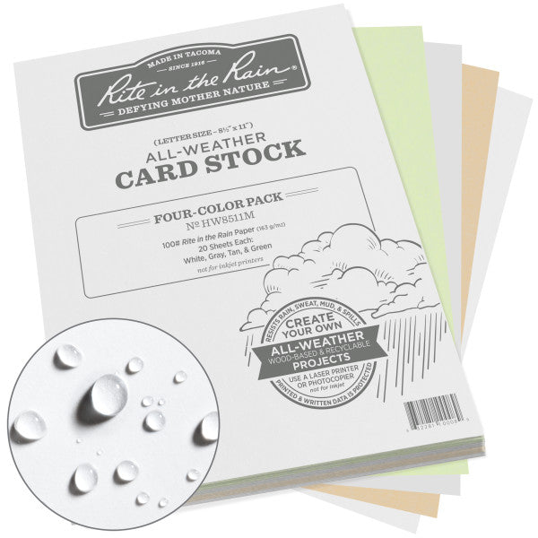 8.5 X 11 Card Stock - White - 20 White, 20 Tan, 20 Green, 20 Gray