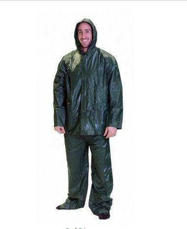 Mens Vinyl Rainsuit - Green - Large