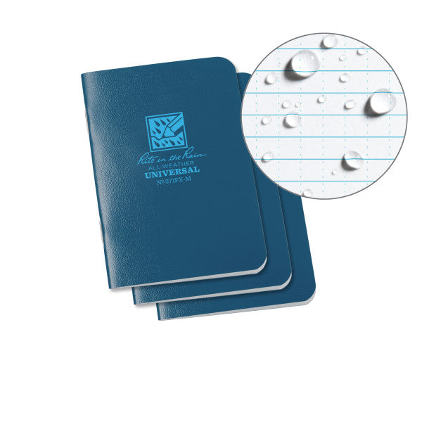 Stapled Mini Notebook - Universal - Blue - 3 Pack