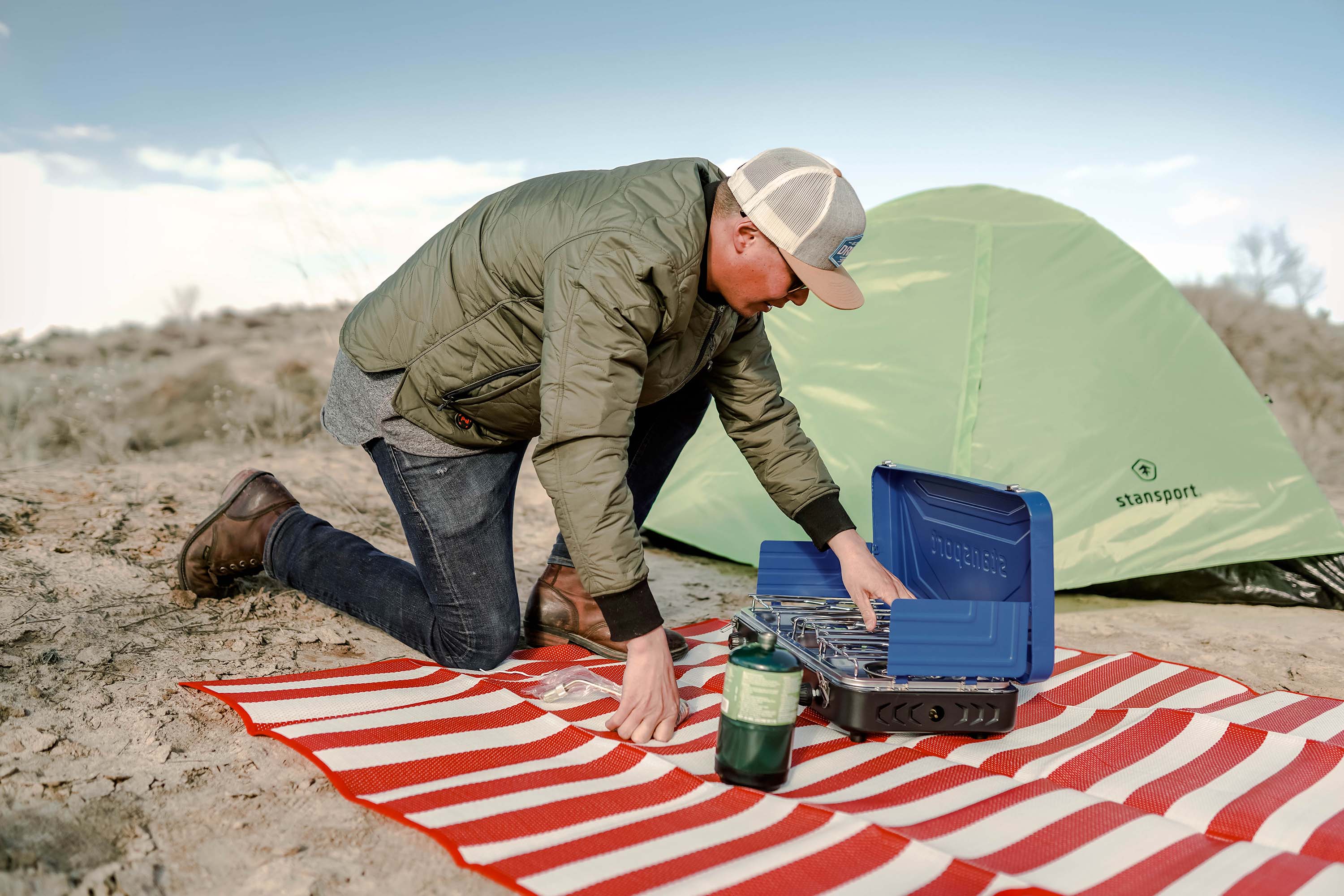 Propane Stove - 2 - 25 K And 1-10 K Burners - Blue