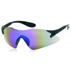 Blue Mirror Lens - Soft Non-Slip Rubber Nose Piece - Fully Adjustable Temples Safety Glasses