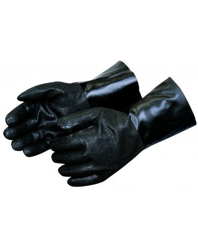 Rough finish black PVC - interlock lined - Men's - Dozen