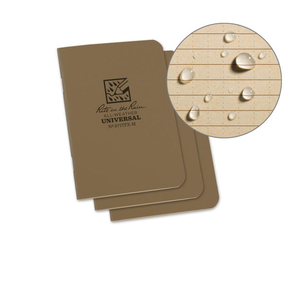 Stapled Mini Notebook - Universal - Tan - 3 Pack