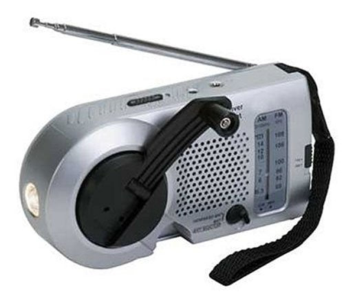 Crank Powered Heavy-Duty Compact AM/FM Radio/LED Flashlight