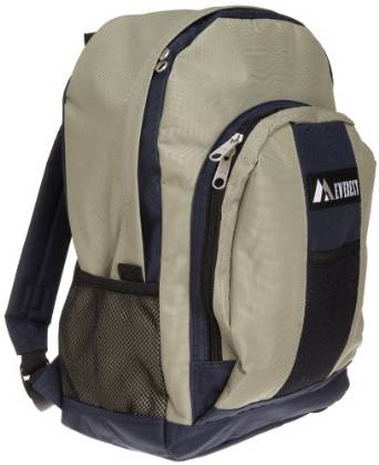 Everest Luggage Backpack with Front and Side Pockets  - Navy/Khaki