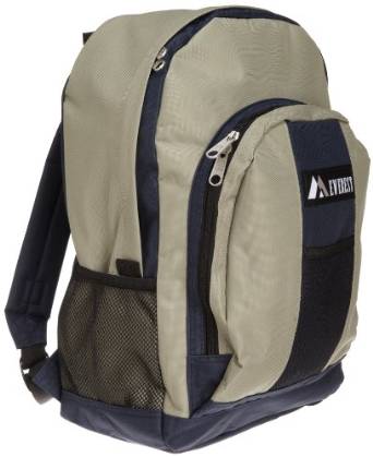 Everest Luggage Backpack with Front and Side Pockets - Navy/Khaki