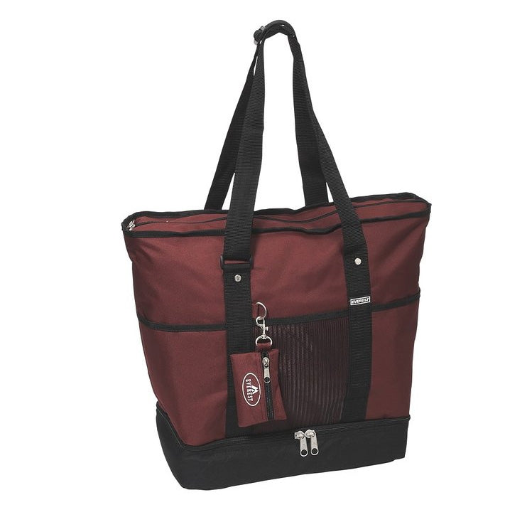 Everest Luggage Deluxe Shopping Tote - Burgundy/Black
