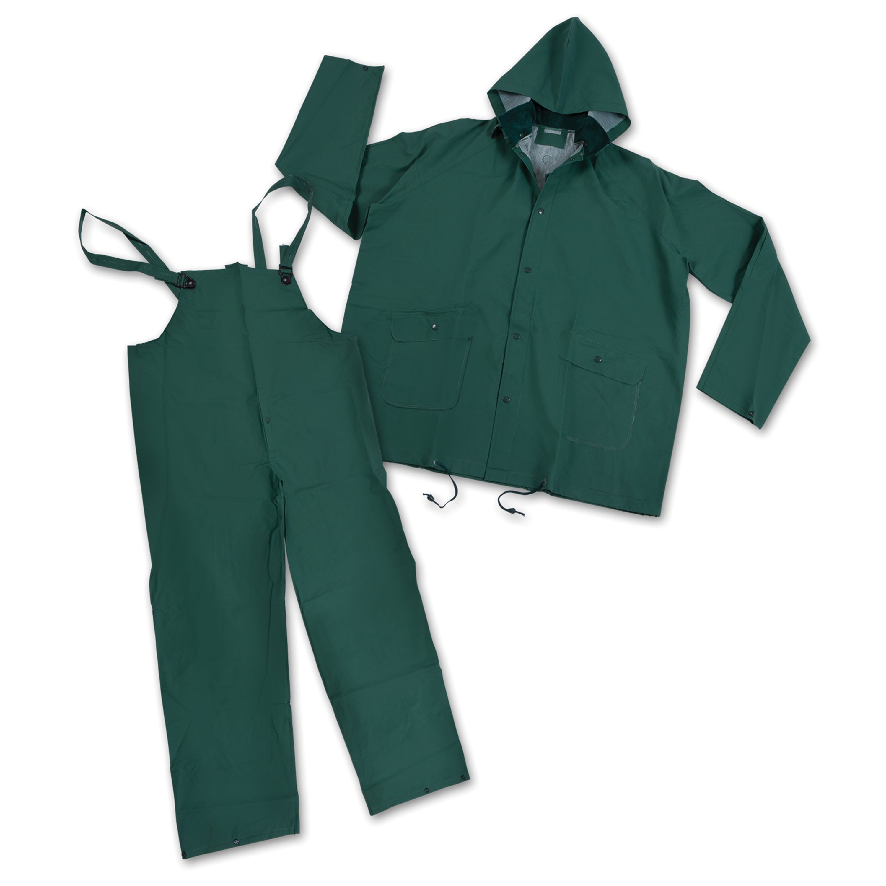 Pvc Rainsuit - Cloth Back - Green - Xlg