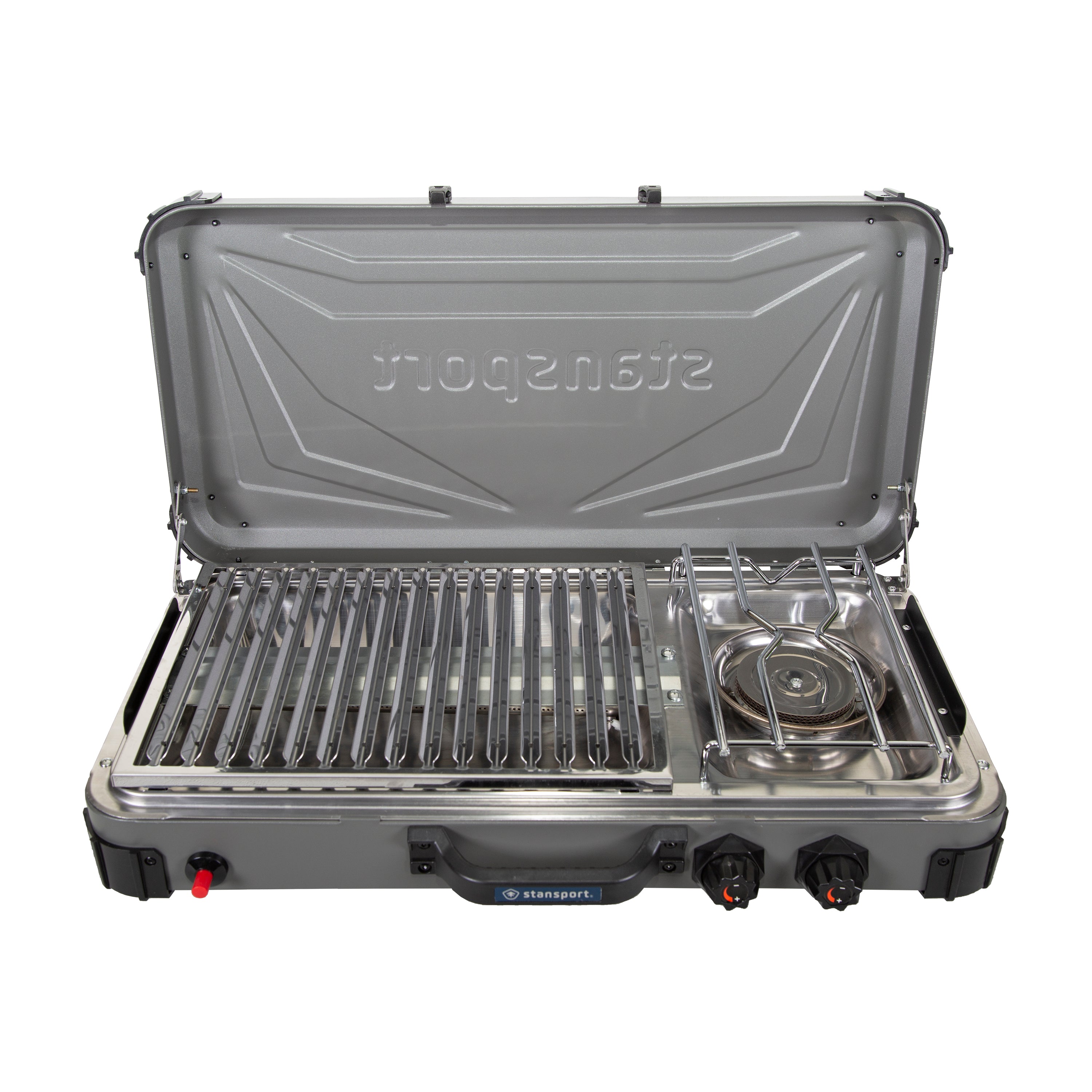 Propane Stove And Grill Combo-Piezo - Gray W/Black Trim