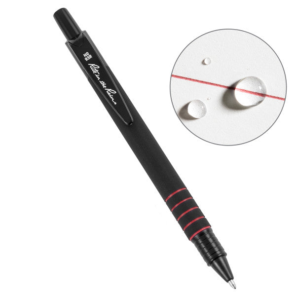 All-Weather Pen - Matte Black, Plastic W/ Clip-Red Ink