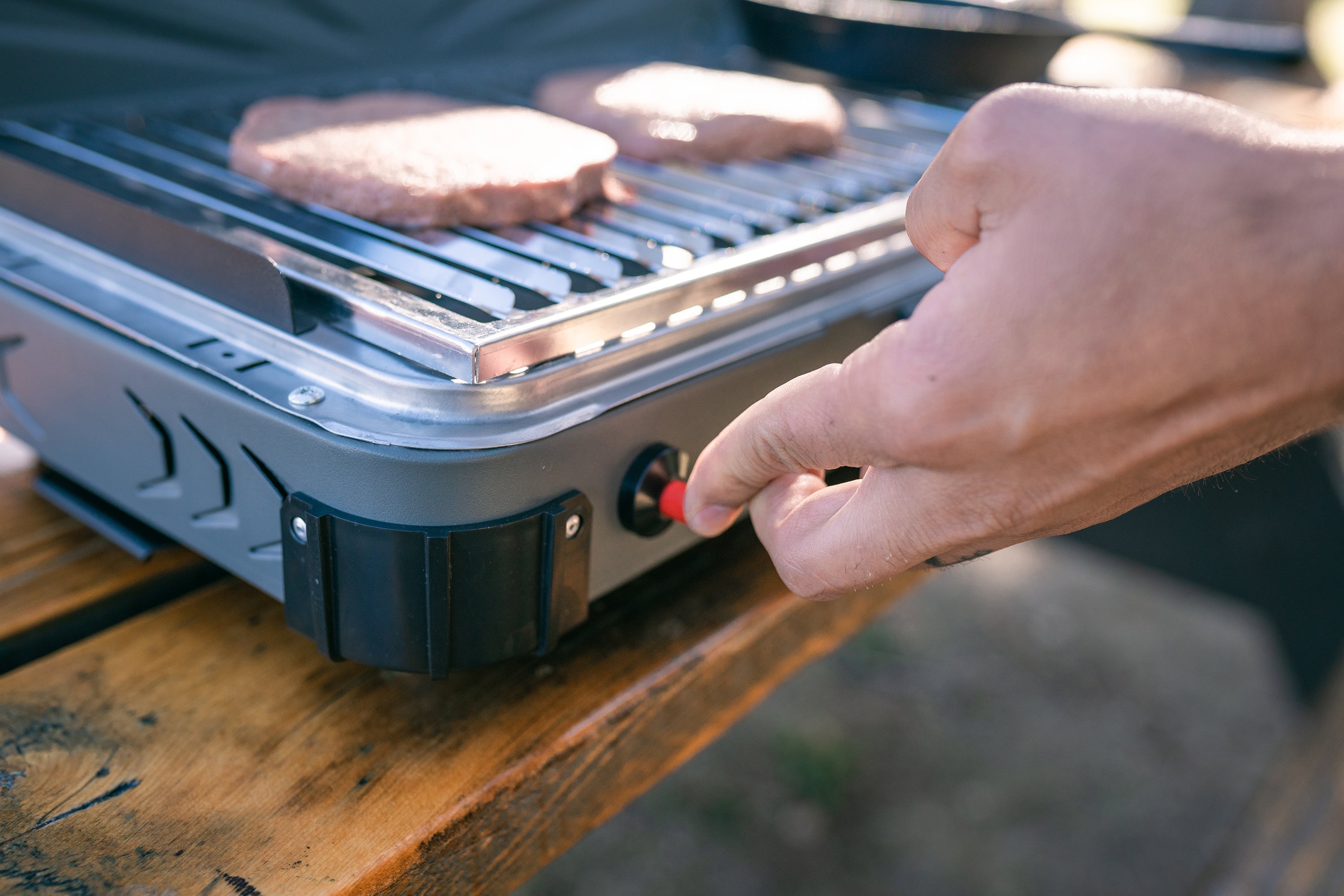 Propane Stove And Grill Combo-Piezo - Gray W/Black Trim