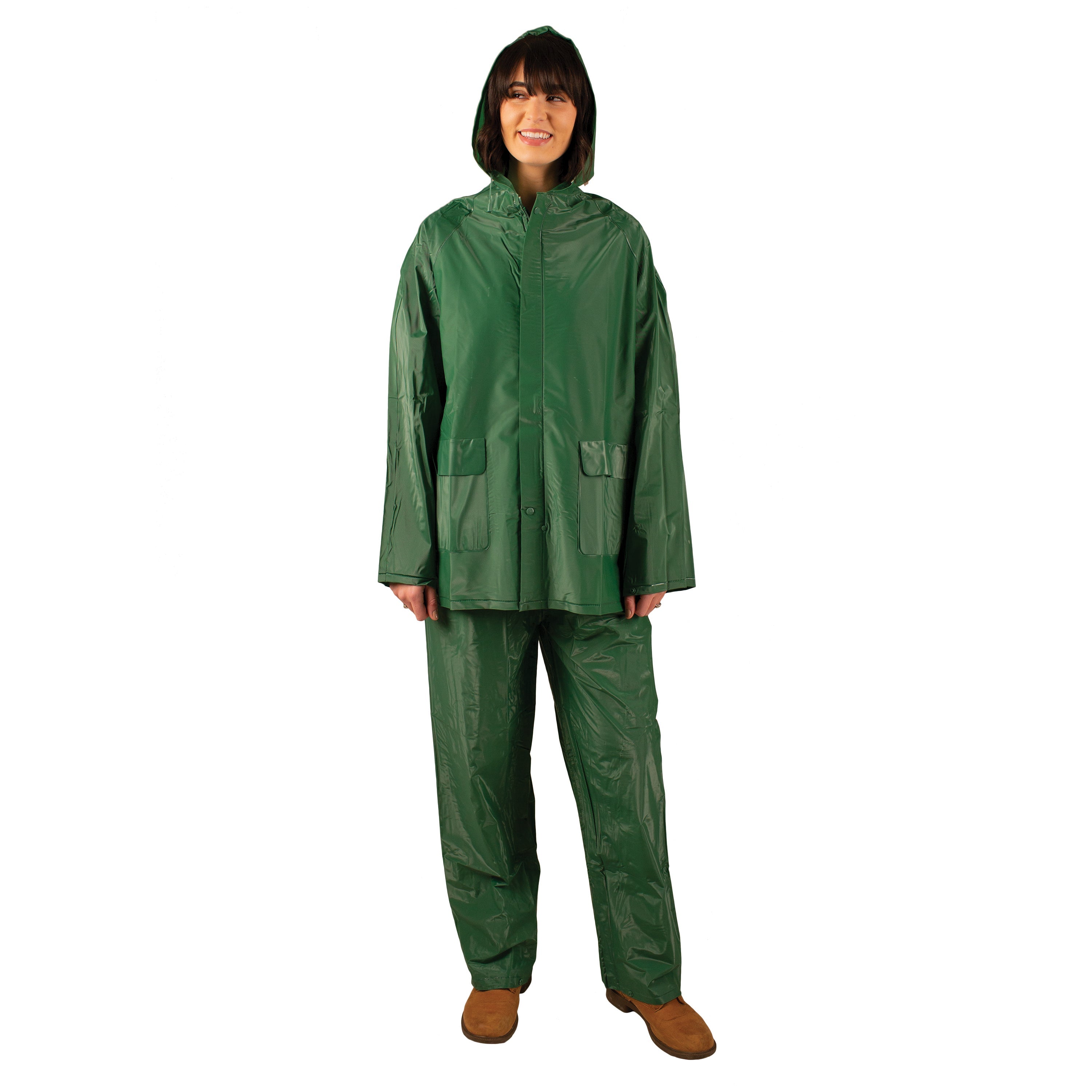 Pvc Rainsuit - Pvc Back - Green - S