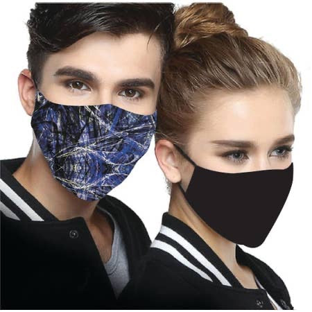 Reversible Face Masks - Blue Scribble