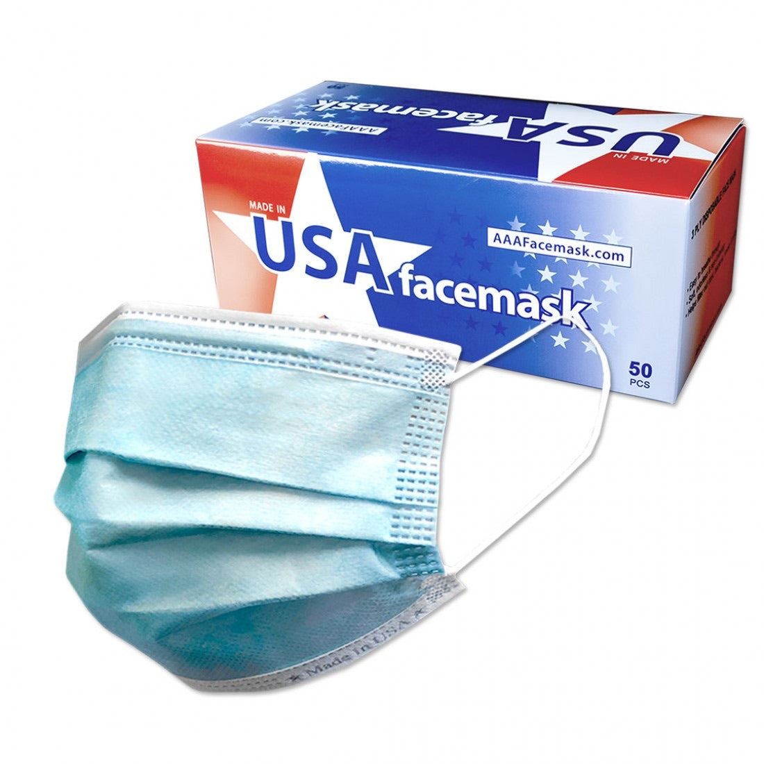 3 Layered Face Mask - 50 Masks - MADE IN THE USA