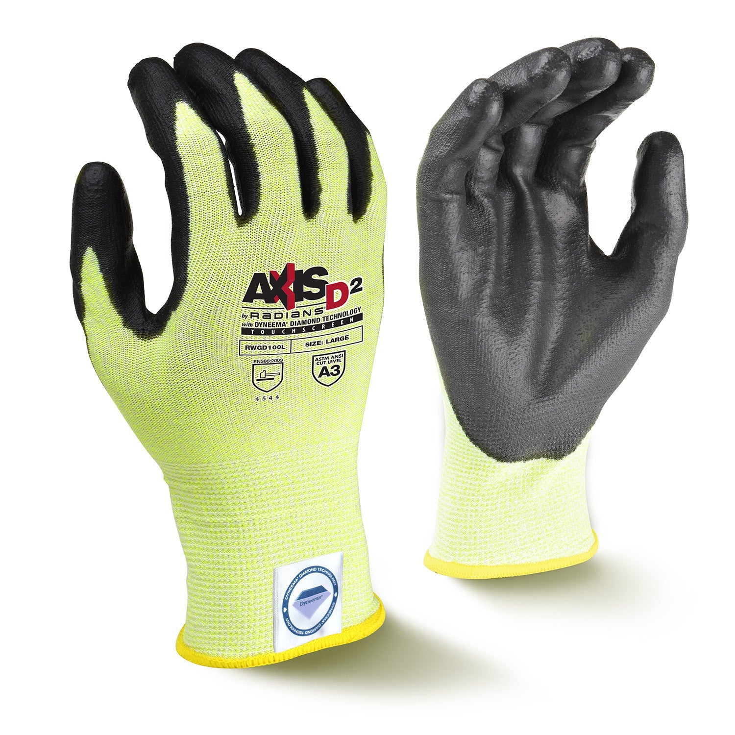 Radians RWGD100 AXIS D2™ Dyneema® Cut Protection Level A3 Touchscreen Glove (PAIR)