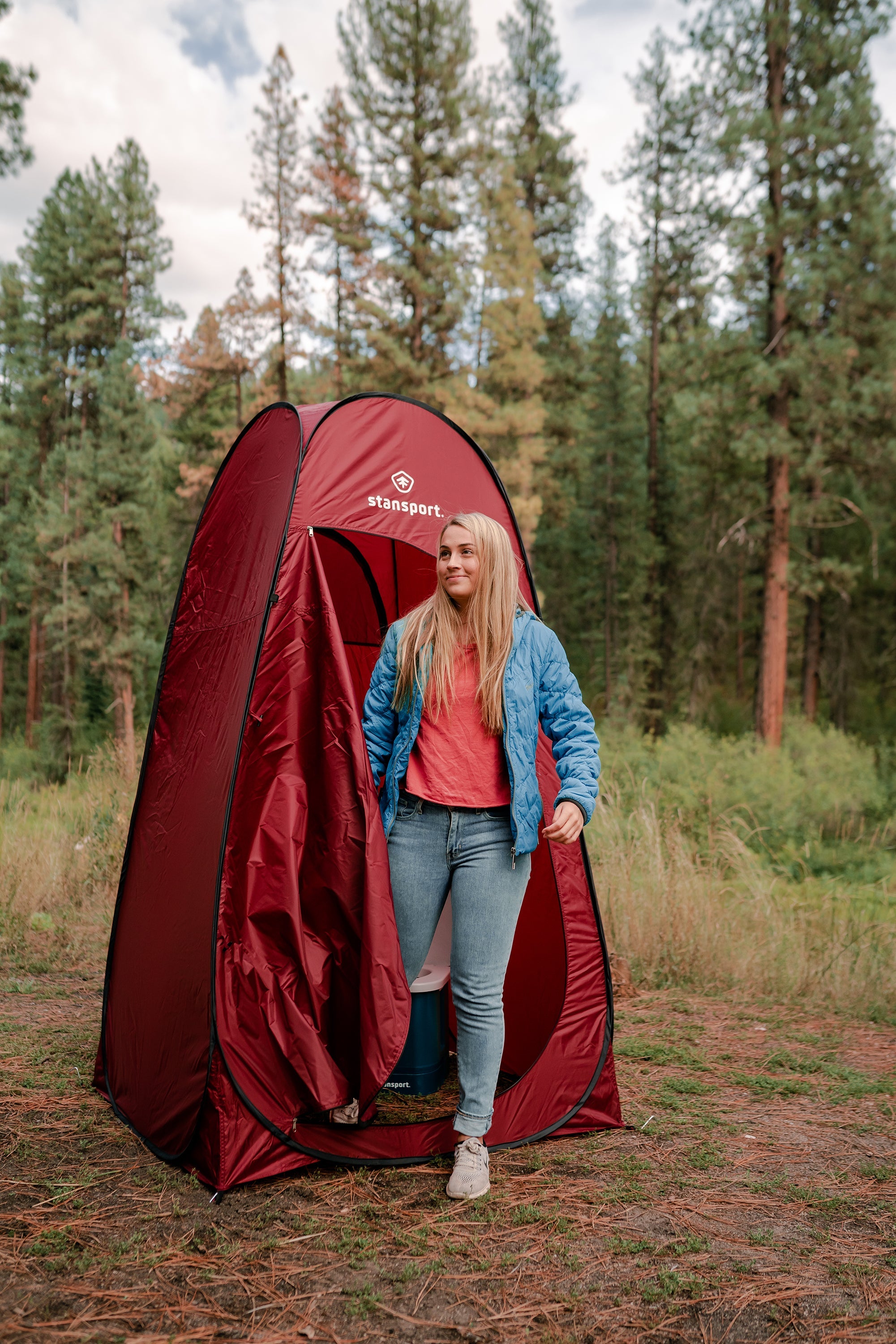 Pop-Up Privacy Shelter - 48 In X 48 In X 84 In - Red