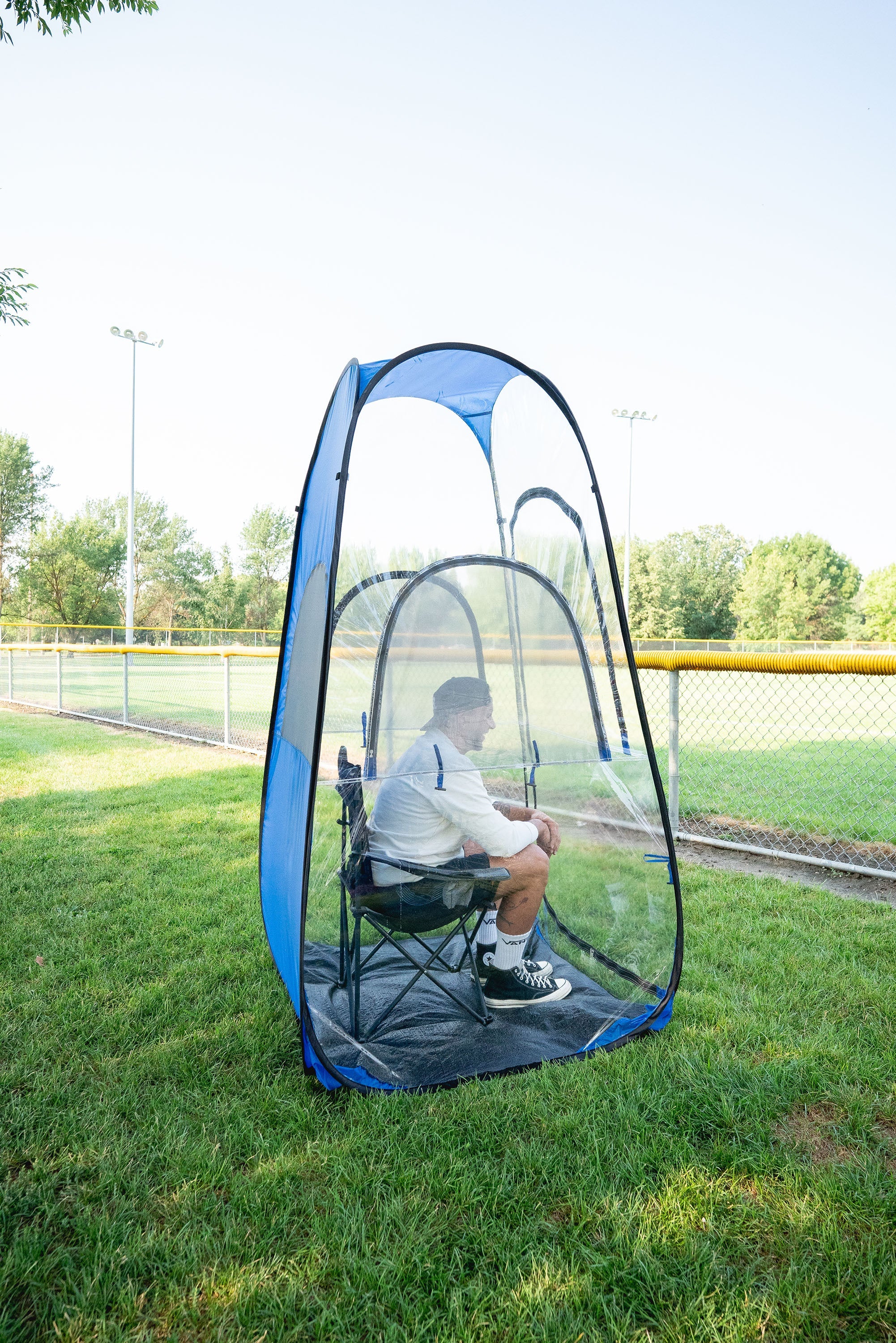 All Weather Pop Up Shelter - Clear / Blue