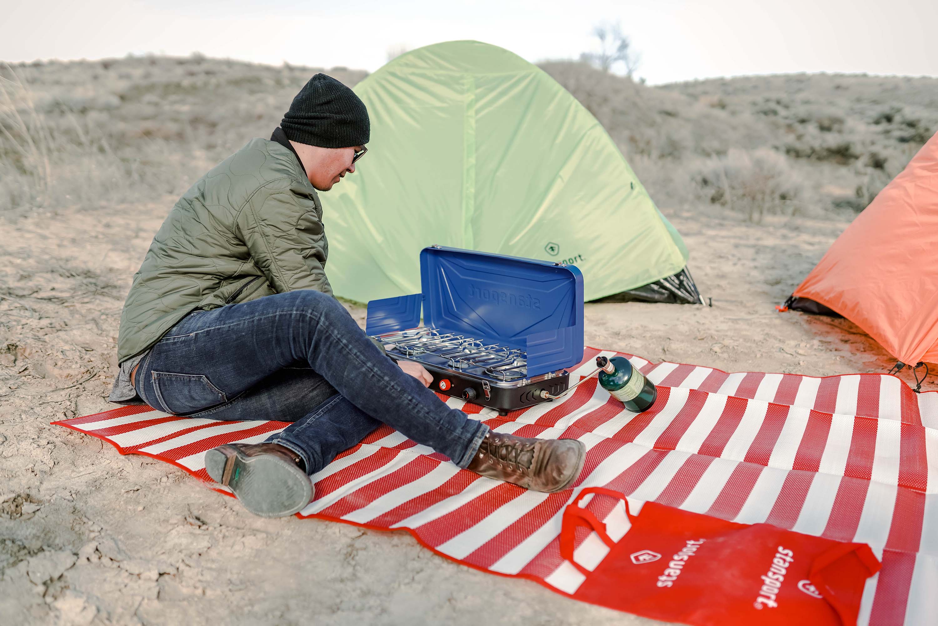 Propane Stove - 2 - 25 K And 1-10 K Burners - Blue