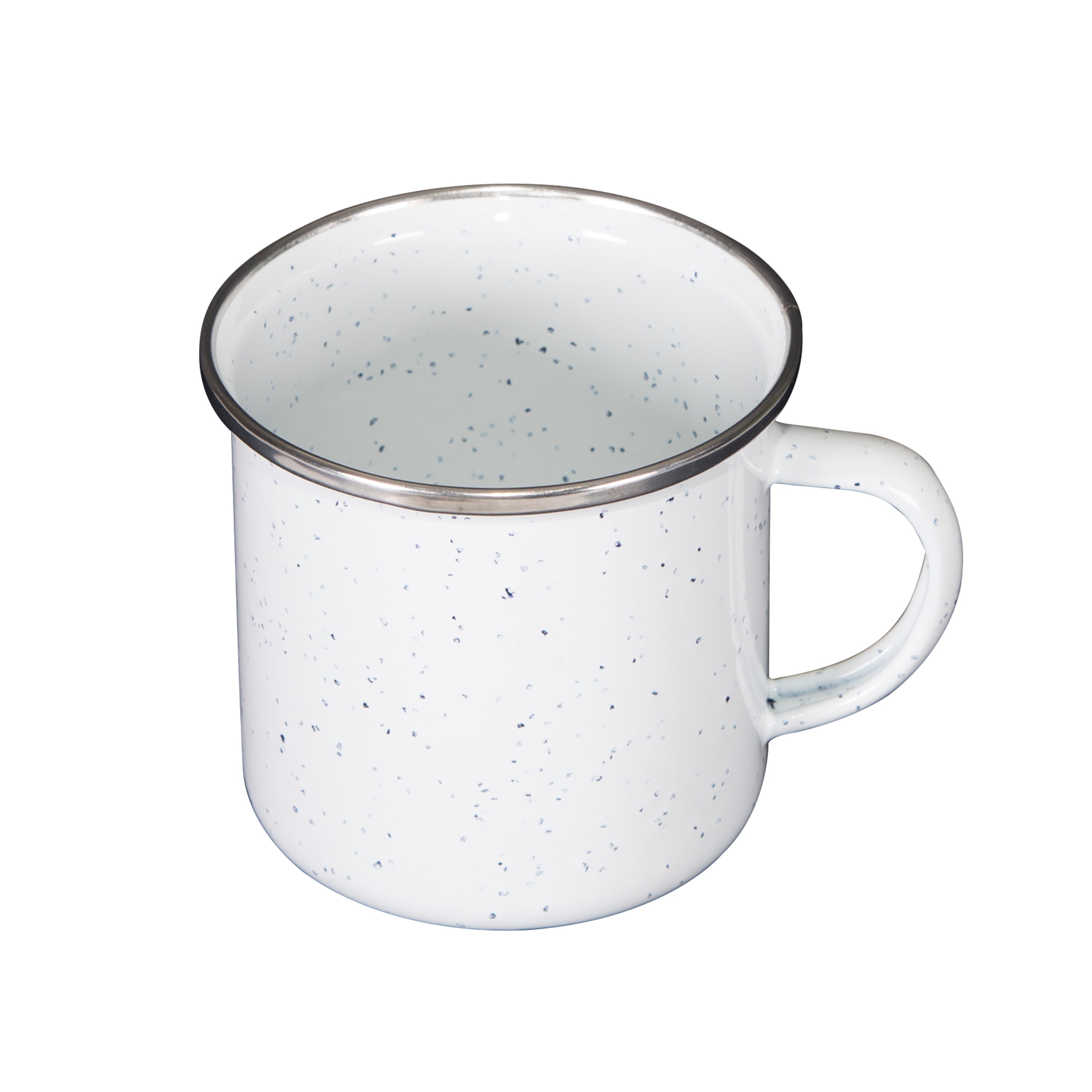 Enamel Camping Tableware Set-24 Pieces-White With Blue Specs