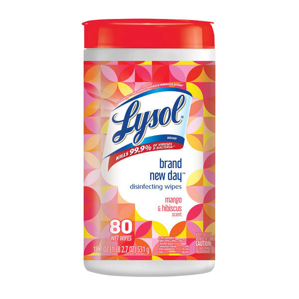 Lysol Brand New Day Disinfecting Wipes, Mango & Hibiscus, 80ct