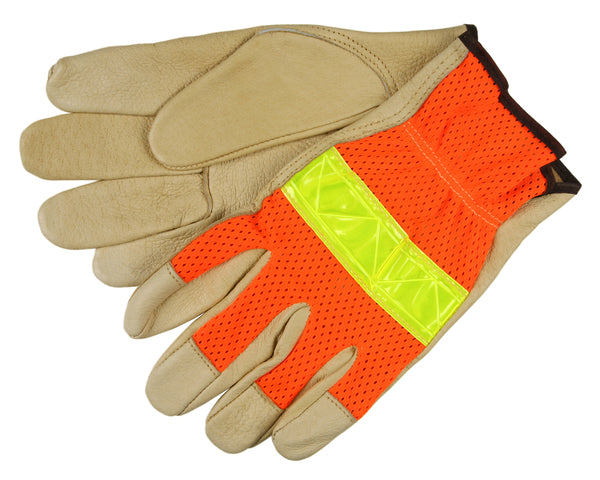 MCR Safety Org Hi Vis Mesh Refl Back Pig Grain Palm