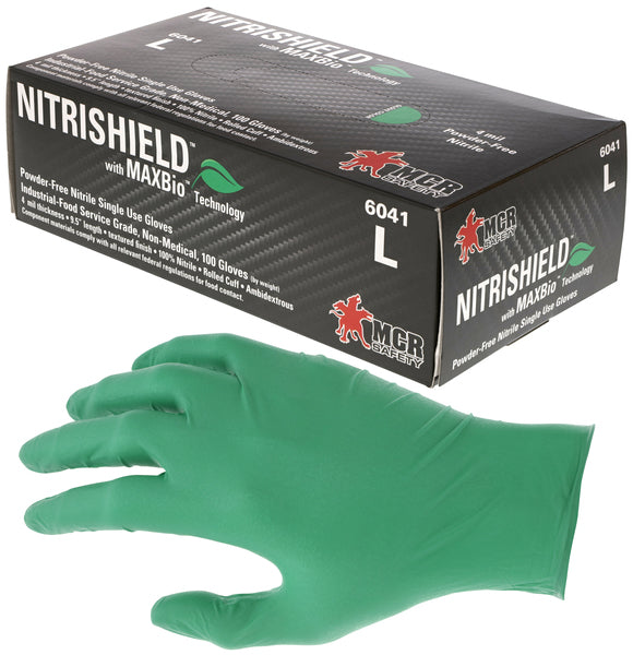MCR Safety Biodgradable NBR Green, 9.5", PF