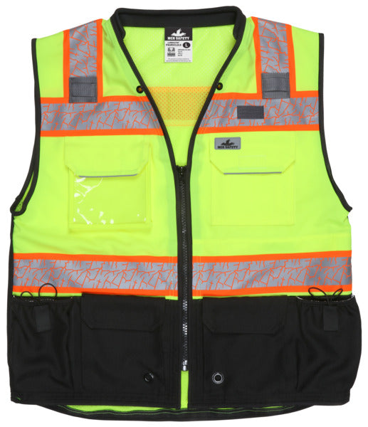 MCR Safety Lime,Class2,Solid Front, Mesh Back X2
