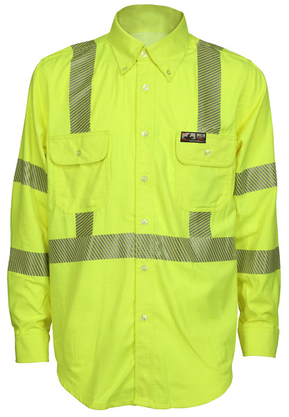MCR Safety Smt Brze Shirt, 5.5 oz. ,Class 3,Lime X4