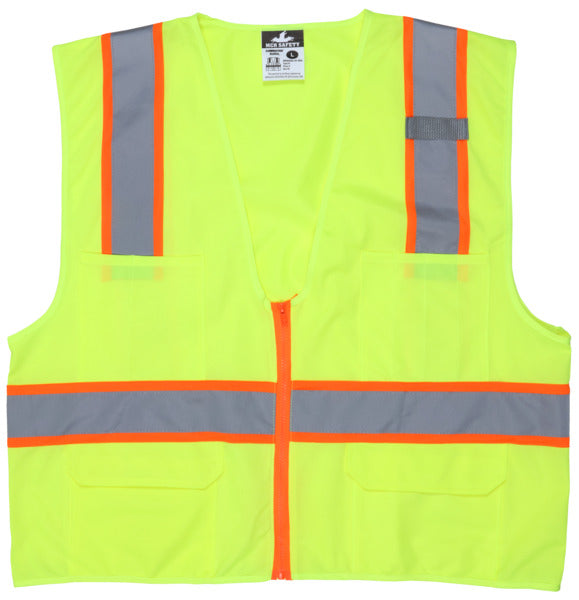 MCR Safety Class 2, Poly Safety Vest, 3 Orange/Silv