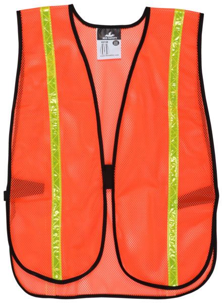 MCR Safety Poly, Mesh Safety Vest, 3/4 Lime Stripe,
