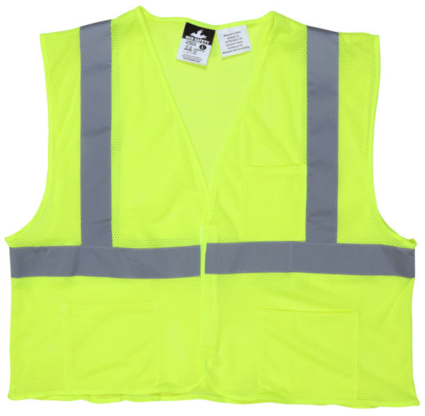 MCR Safety Class 2,Econ Vest, Mesh, Lime,LF
