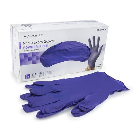 Exam Glove McKesson Confiderm® 3.0 NonSterile Nitrile Standard Cuff Length Textured